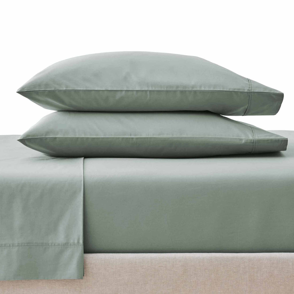 Better Homes & Gardens Cool & Crisp 4-Piece 300 Thread Count Green River Cotton Percale Sheet Set, Queen